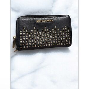 Michael Kors Black Wallet with Gold Studs